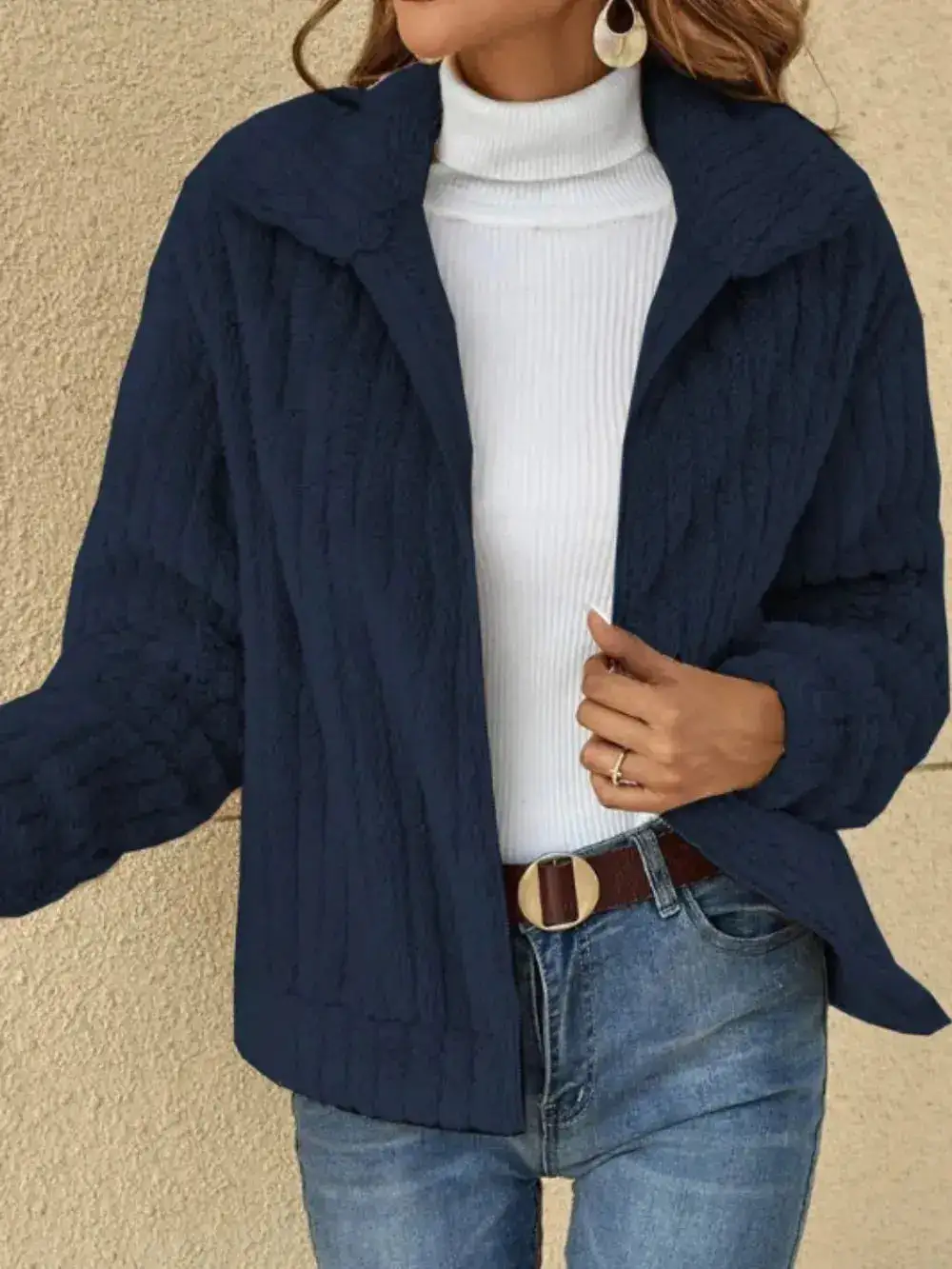 Plush Zip Front Casual Jacket