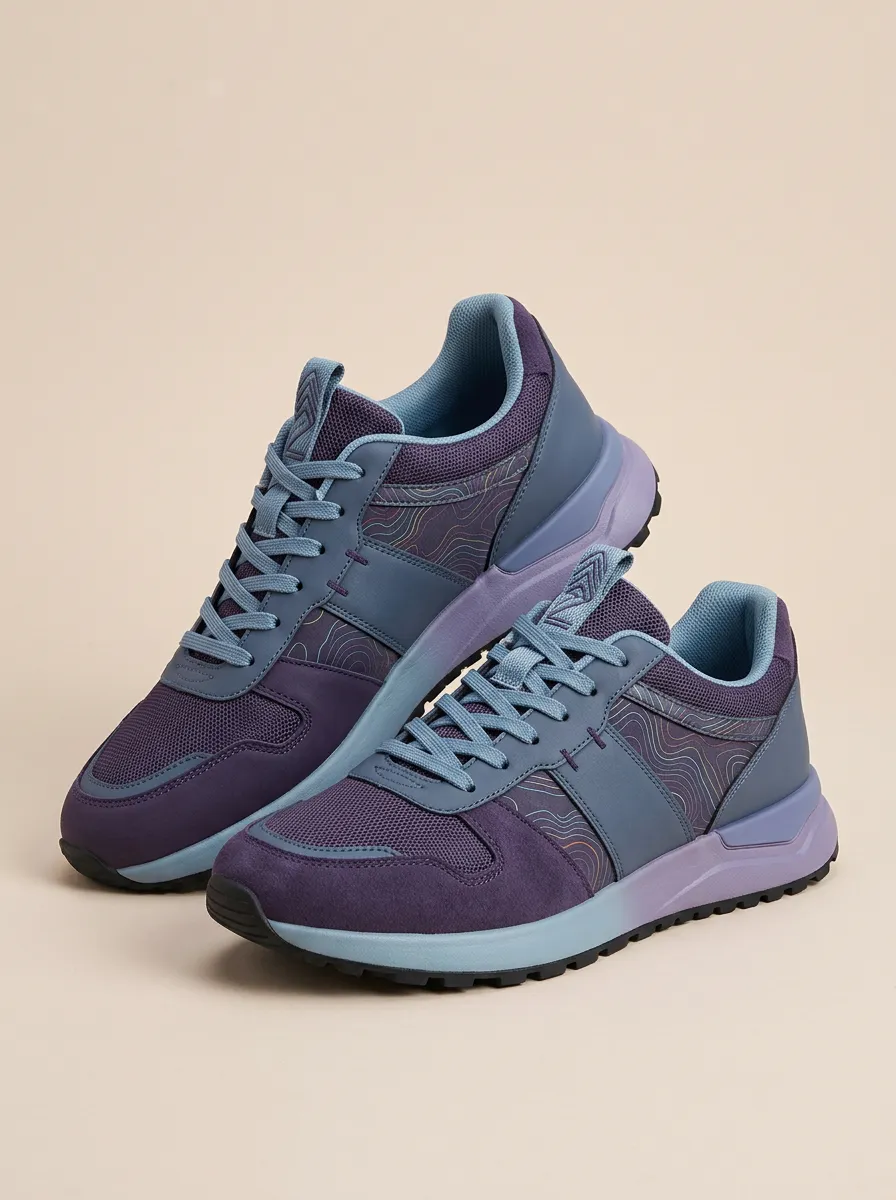 Men's Topographic Pattern Printed Sneakers Everyday Design