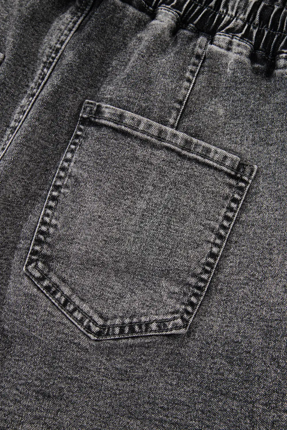 Black Drawstring High Waist Casual Denim