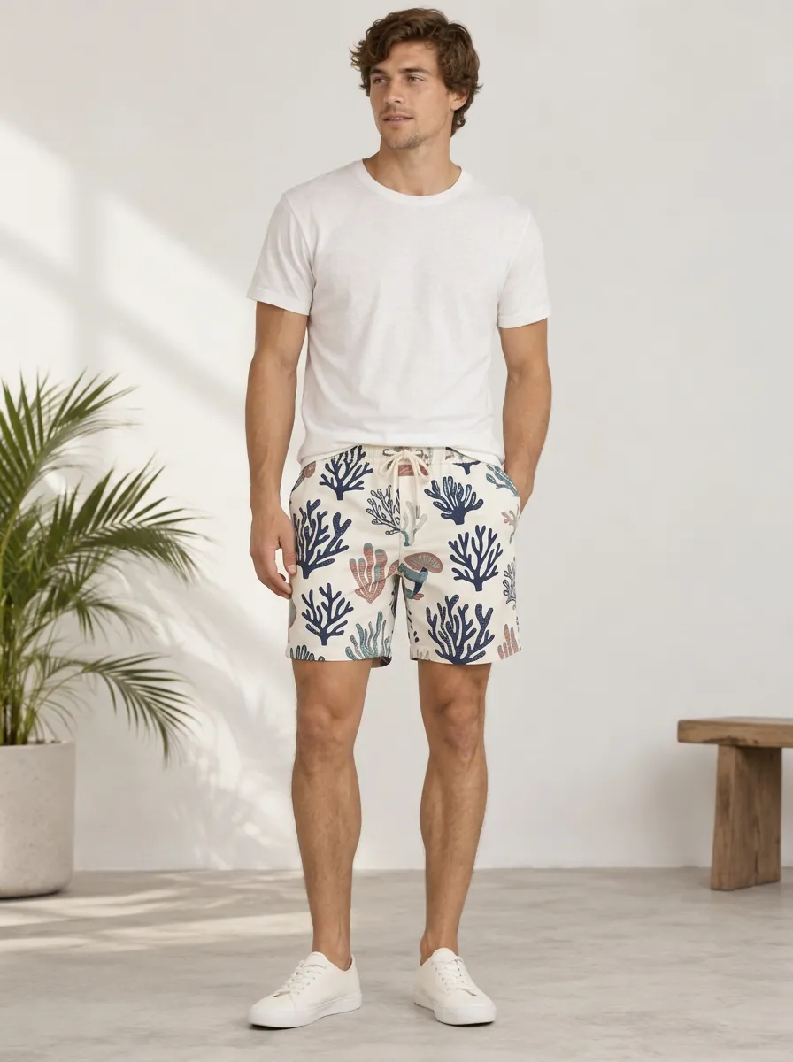 Men's Coral Printed Shorts