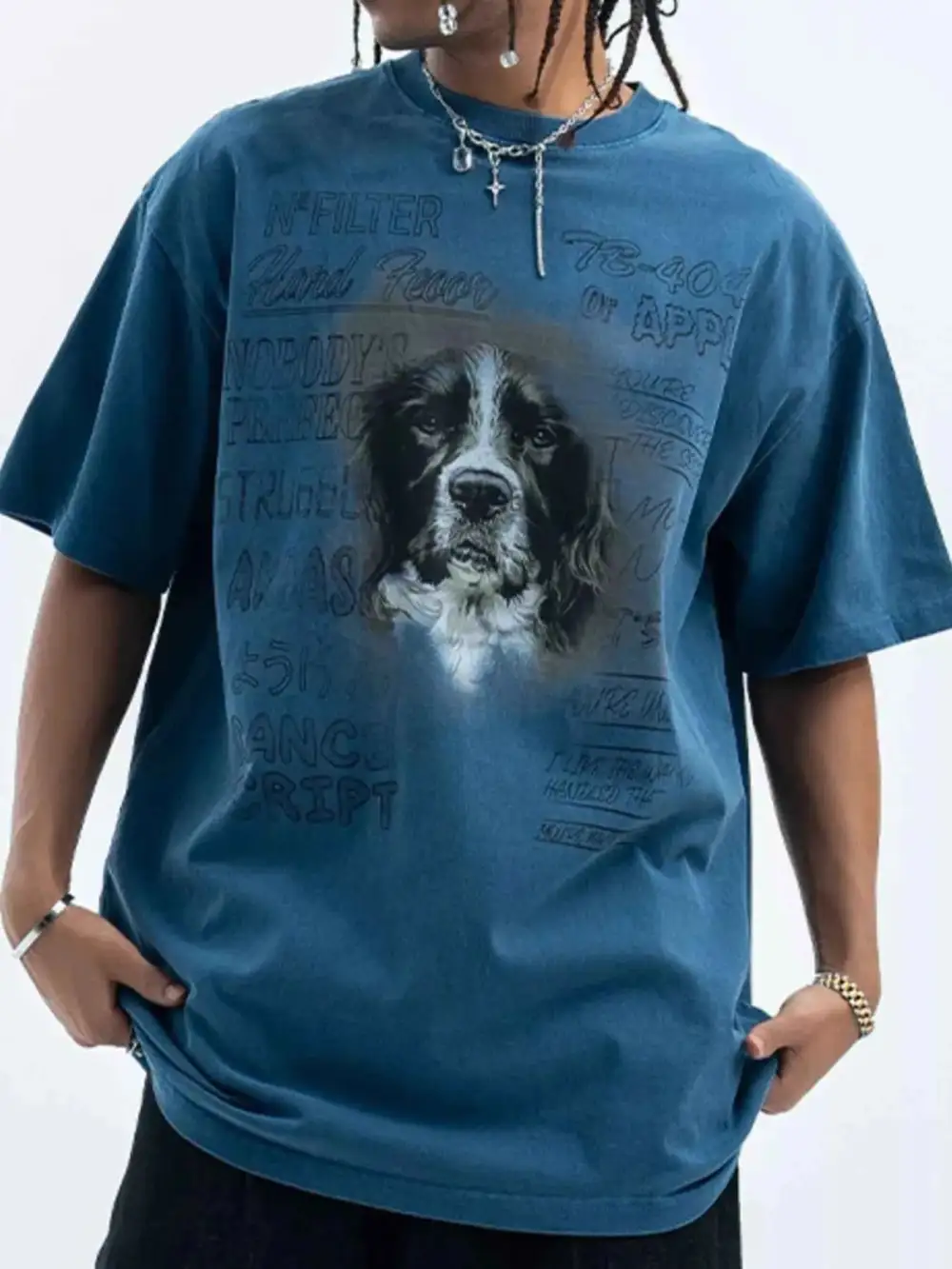 Dog Graphic Short Sleeve Oversized T-Shirt