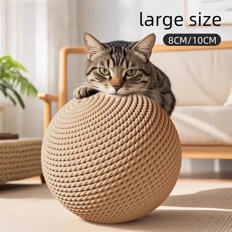 Sisal Ball Pet Cat Toy Ball Cat Large Size Chewing Toy Scratch-Resistant Bite-Relieving Boredom Teasing Cat Supplies Mainan Kucing
