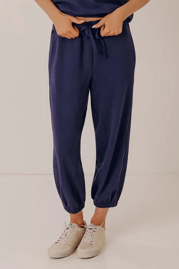 Mid Rise Relaxed Cropped Knit Jogger Pants