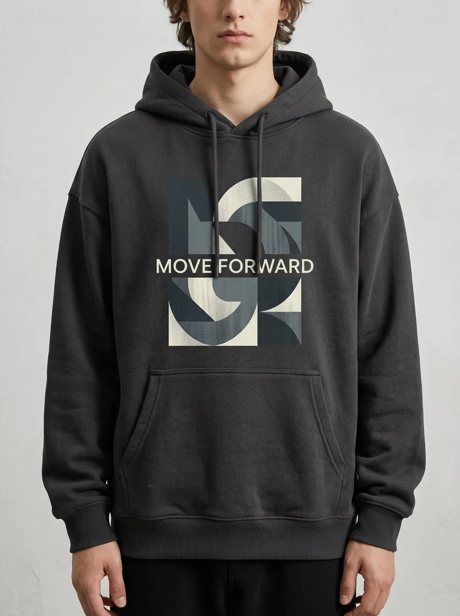 Unisex Forward Motion Lettered Print Hoodie