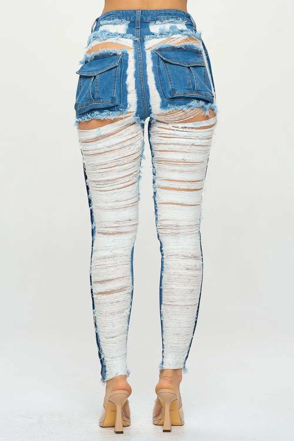 High-Rise Cargo-Pocket Skinny Cargo Jeans