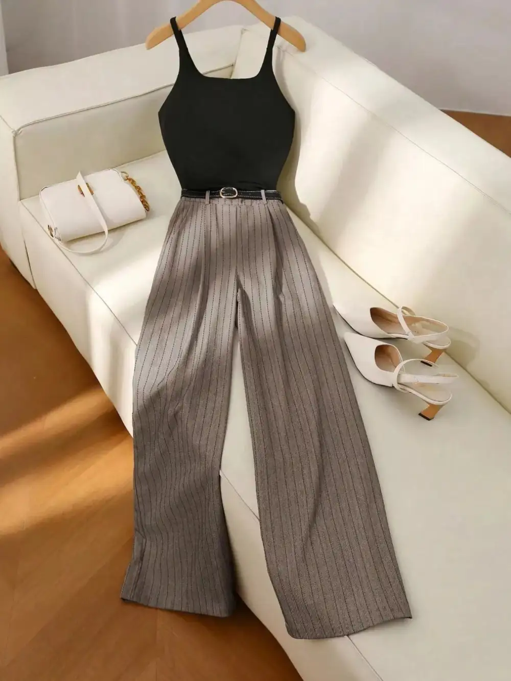 Refined Sleeveless Top and Wide Leg Pants Set