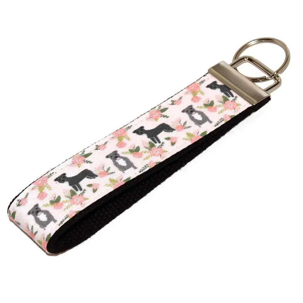 Floral Pit Bull Heritage Inspired Keychain