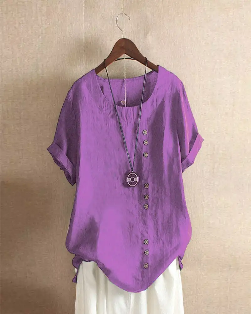 Linen Button Front Blouse