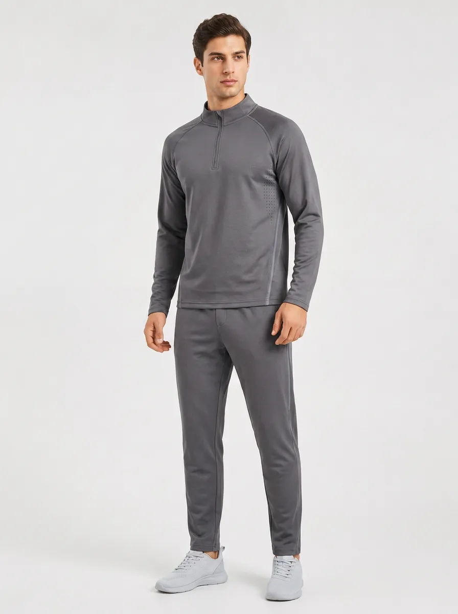 Men's Quarter Zip Long Sleeve Sports Set
