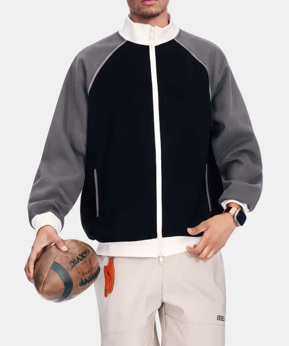 Lightweight Stand Collar Color Block Outdoor Utility Jacket