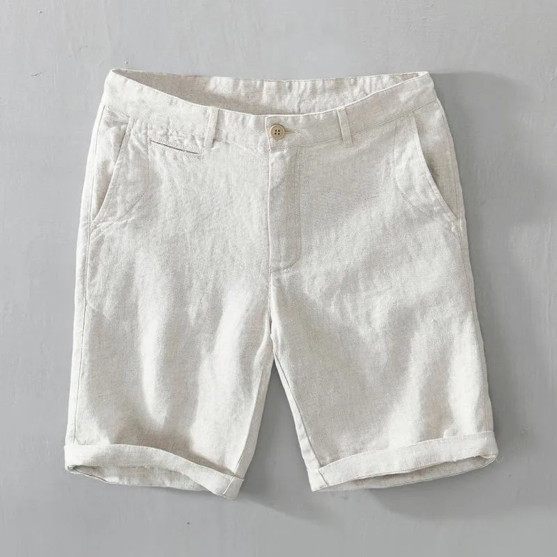 Drawstring Linen Blend Shorts