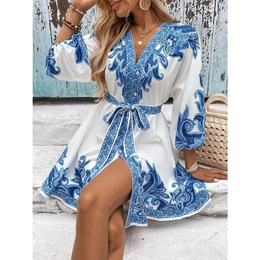 Easy Everyday V-Neck Balloon Sleeve Mini Dress