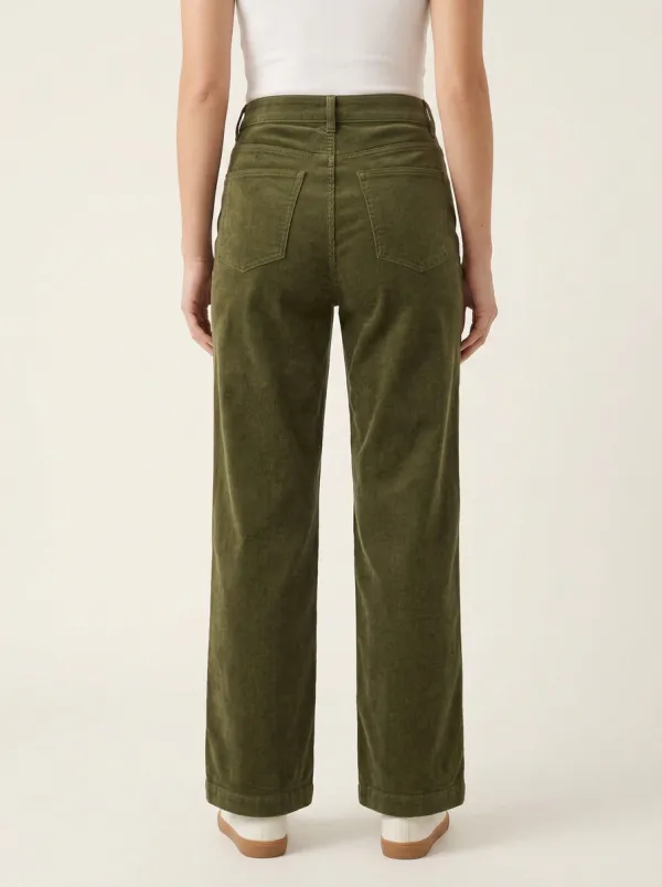 Women's High-Rise Straight-Leg Corduroy Pants