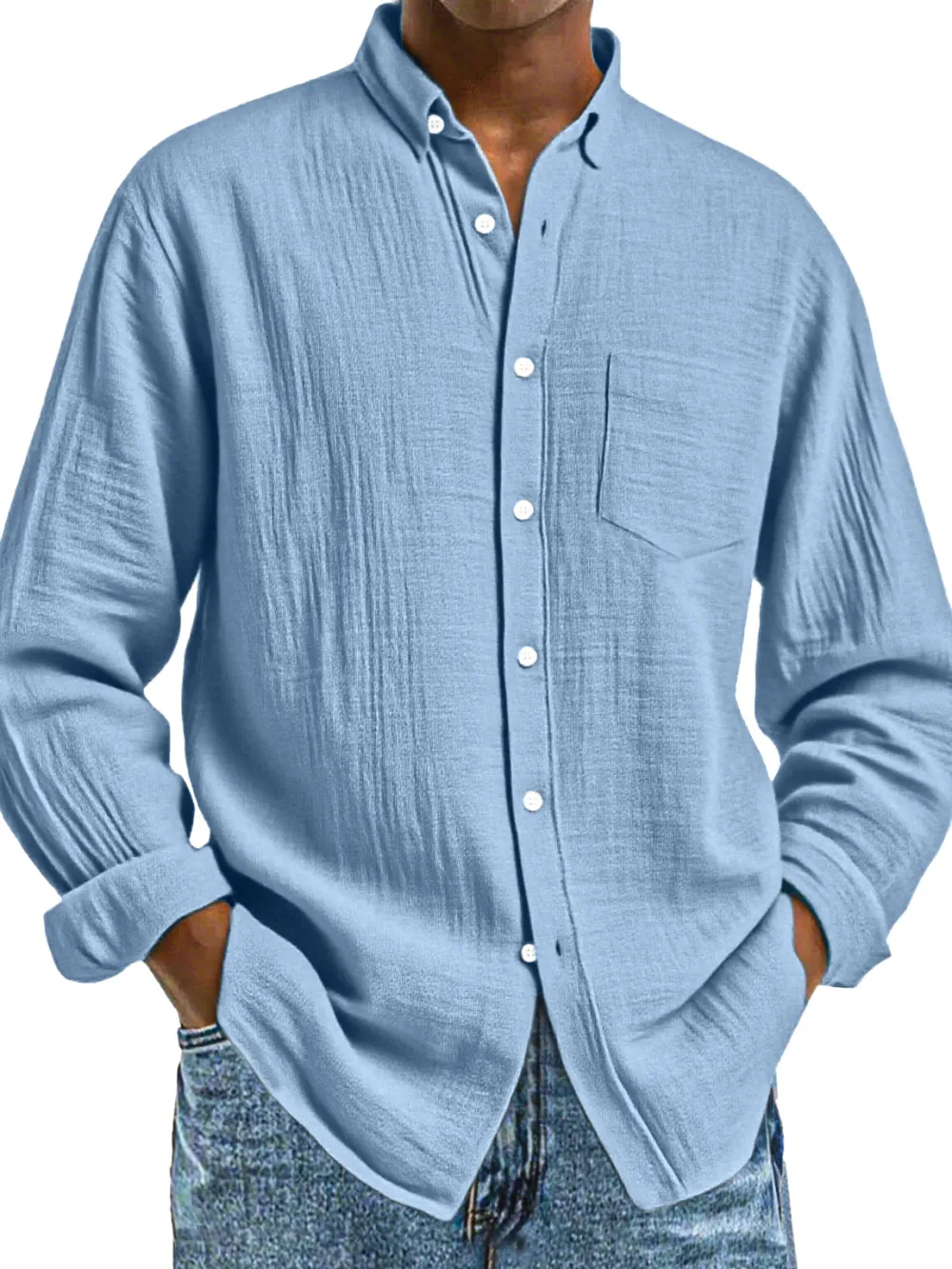 Structured Long Sleeve Button Front Shirt