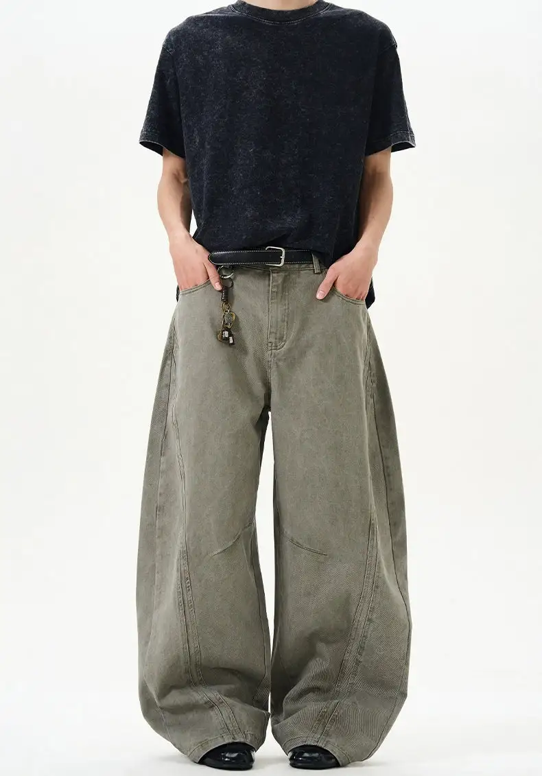 Curved-Leg Ultra-Wide Jeans