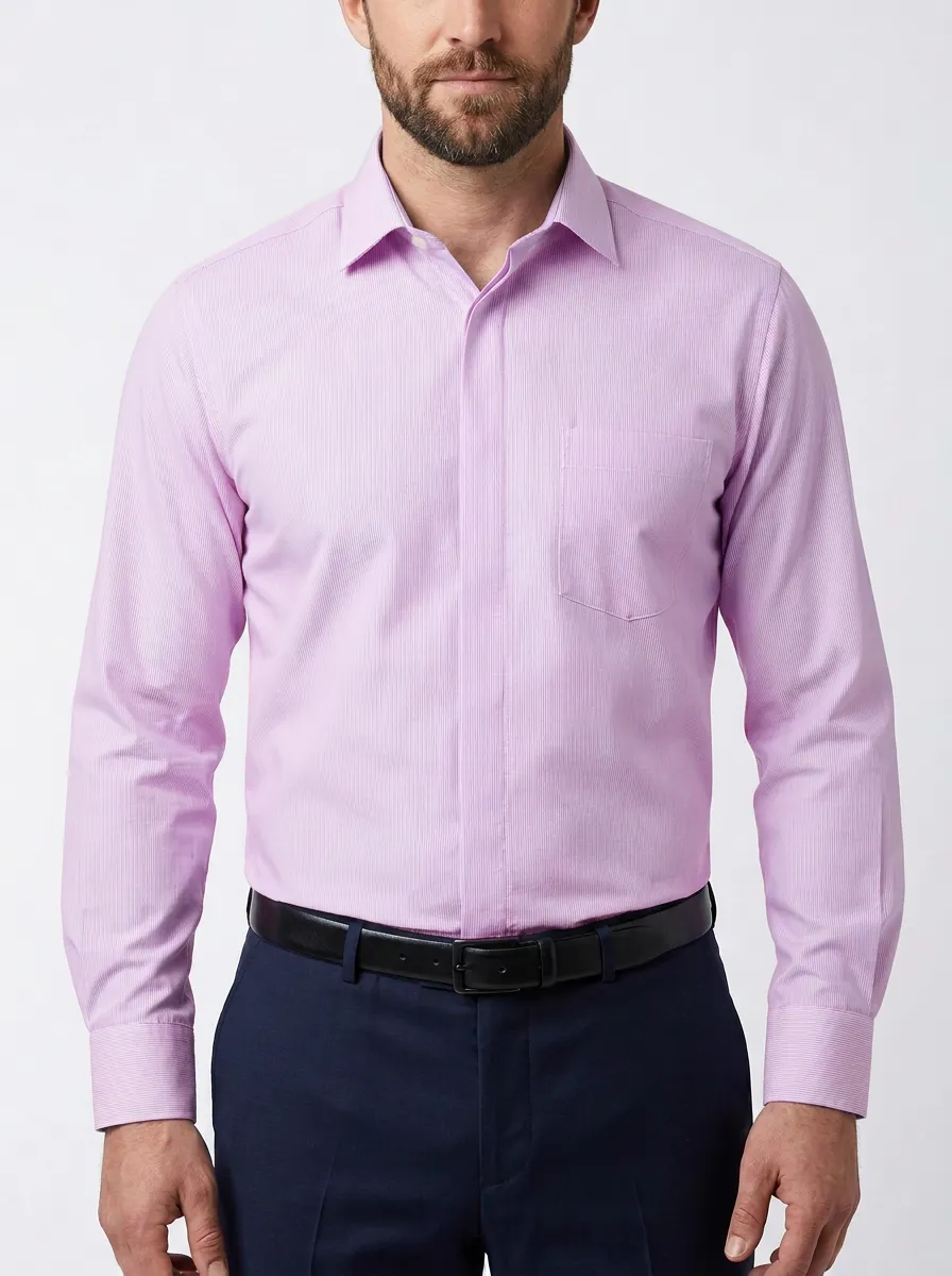 Men's Pinstripe Long-Sleeve Dress Shirt