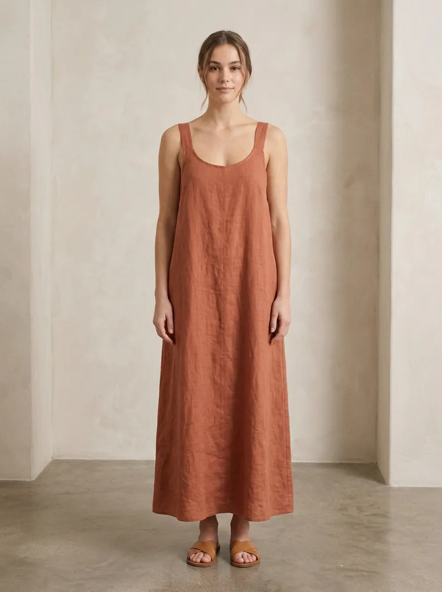 Women's Fresh Casual Linen Maxi Backless Dress
