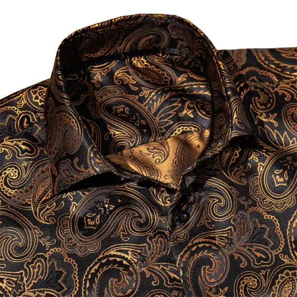 Sharp Paisley Long Sleeve Silk Dress Shirt