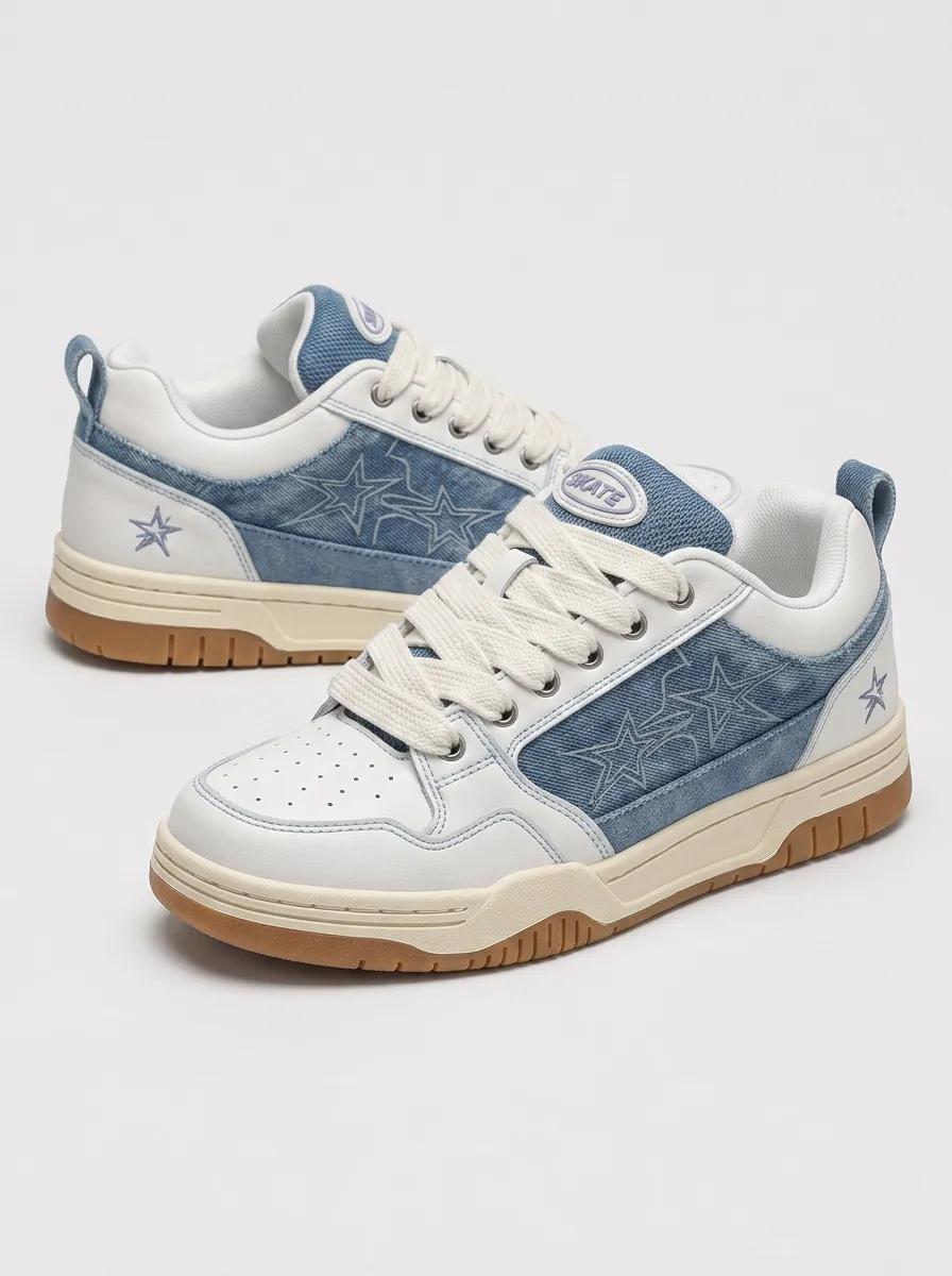 Men's Streetwear Star Patchwork Patterned Skate Shoes