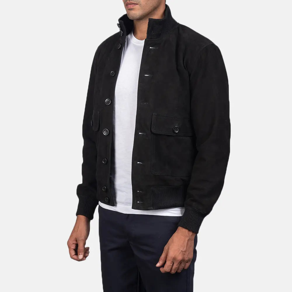 Men's Utility Bomber Suede Jacket