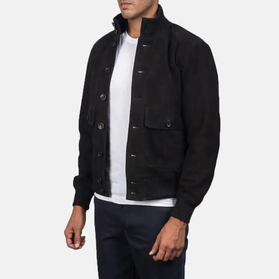 Men's Utility Bomber Suede Jacket