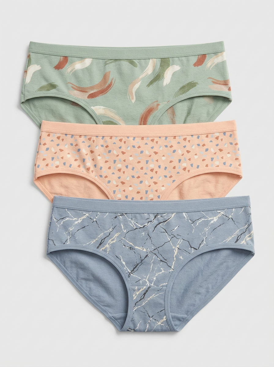 Women's Abstract Terrazzo Marble Three-Pack Briefs