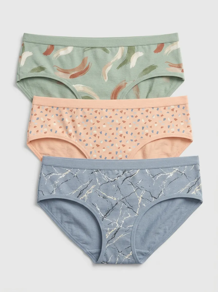 Women's Abstract Terrazzo Marble Three-Pack Briefs
