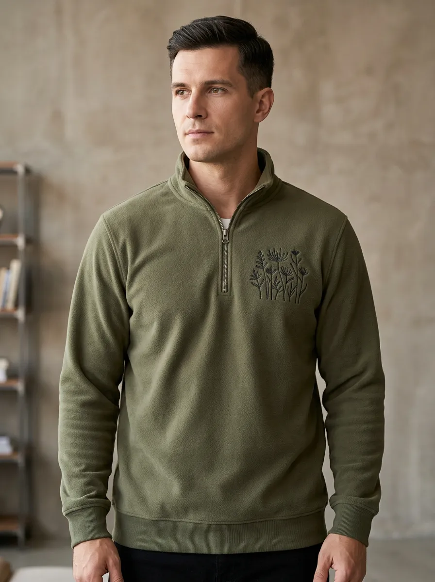 Half-Zip Embroidered Men's Half-Zip Sweatshirt
