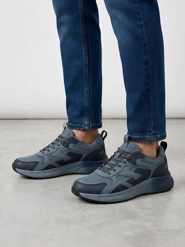 Men's Casual Sporty Mesh Paneled Printed Sneakers