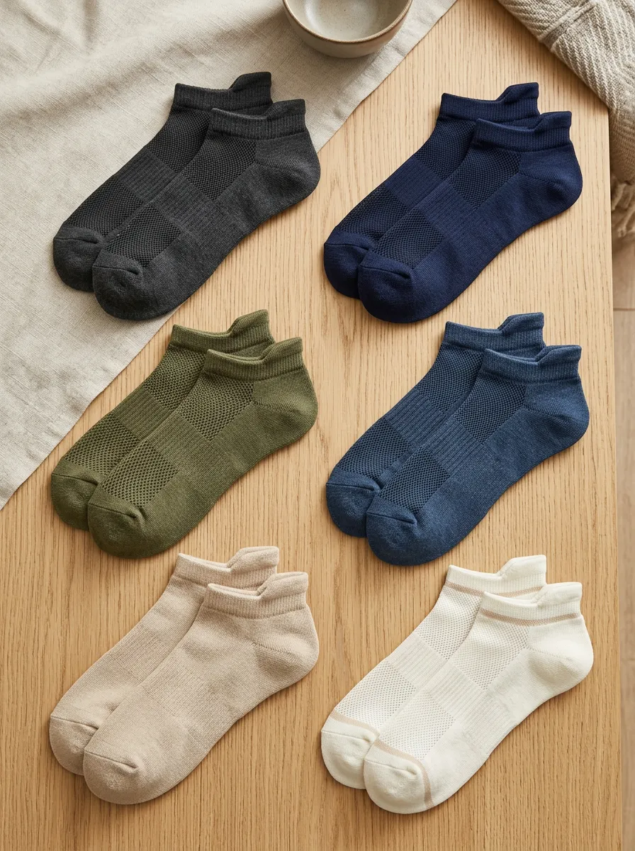 Men's Essential Polished Mesh Breathable Ankle Socks Set
