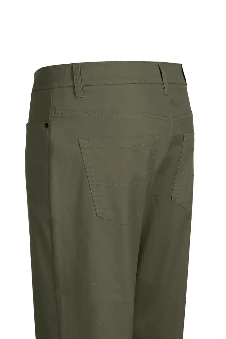Olive Cotton Flat Front Dress Pants