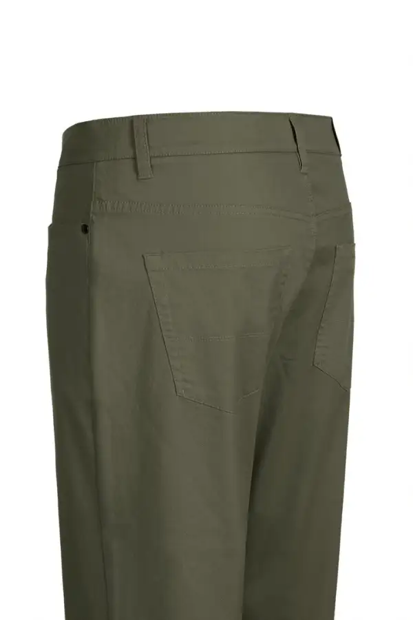 Olive Cotton Flat Front Dress Pants