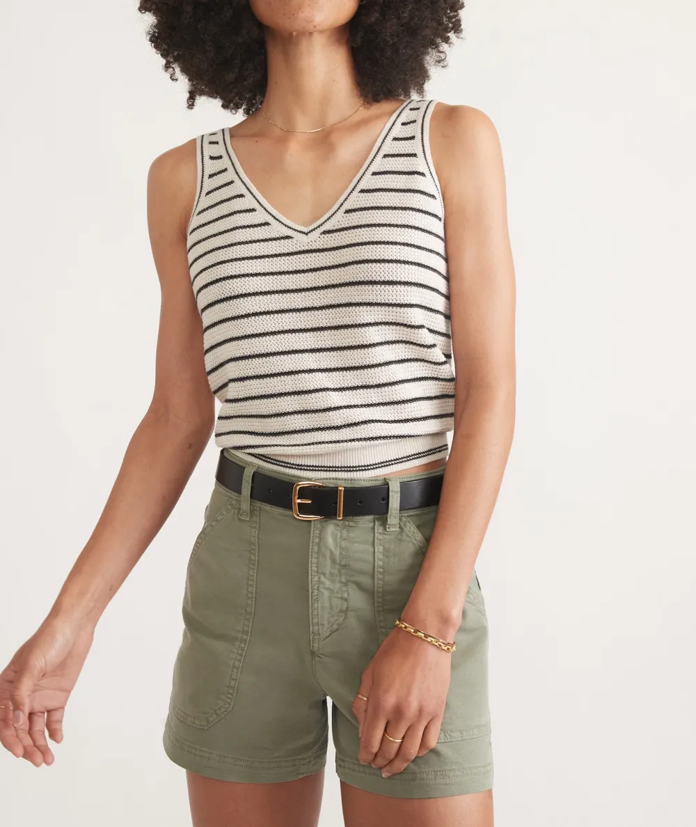 Monochrome Striped Sleeveless Top