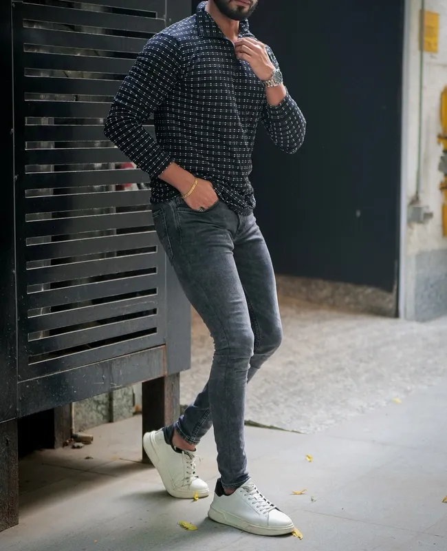 Black Ribbed Henley Neck Long Sleeve Top