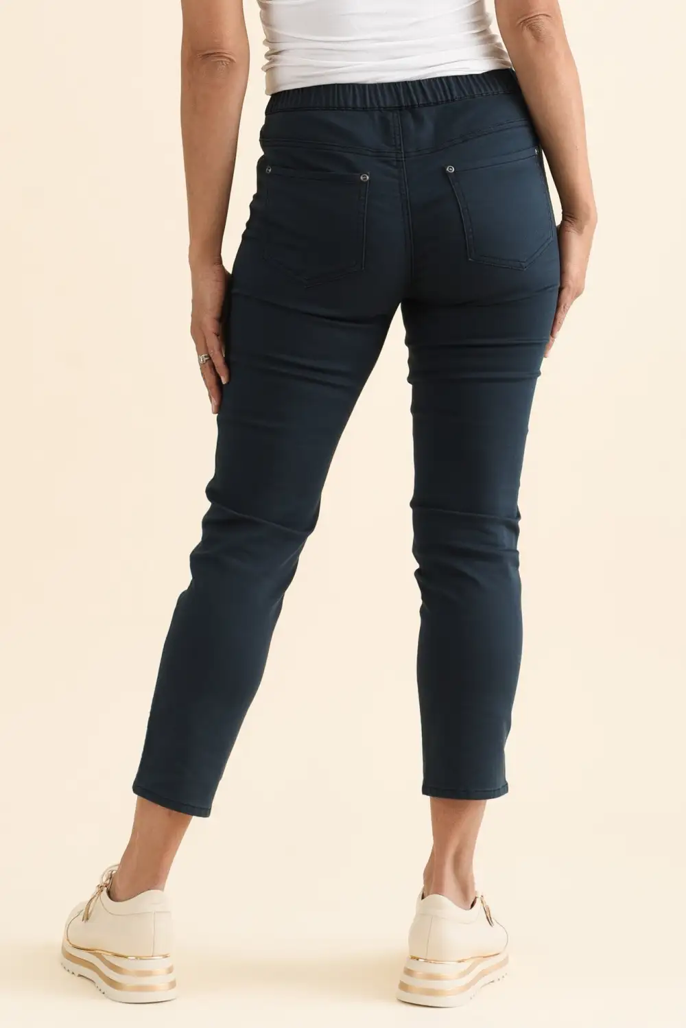 Straight Leg Mid Rise Pull On Pants