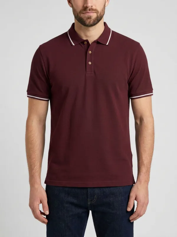 Men's Navy Blue Tipped Collar Casual Polo Shirt