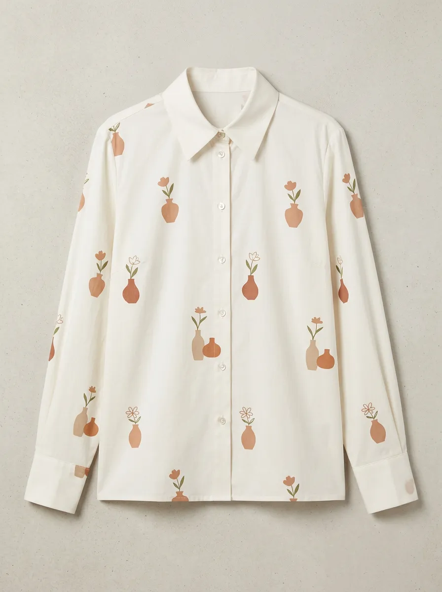 Women's Button-Front Graphic-Print Shirt