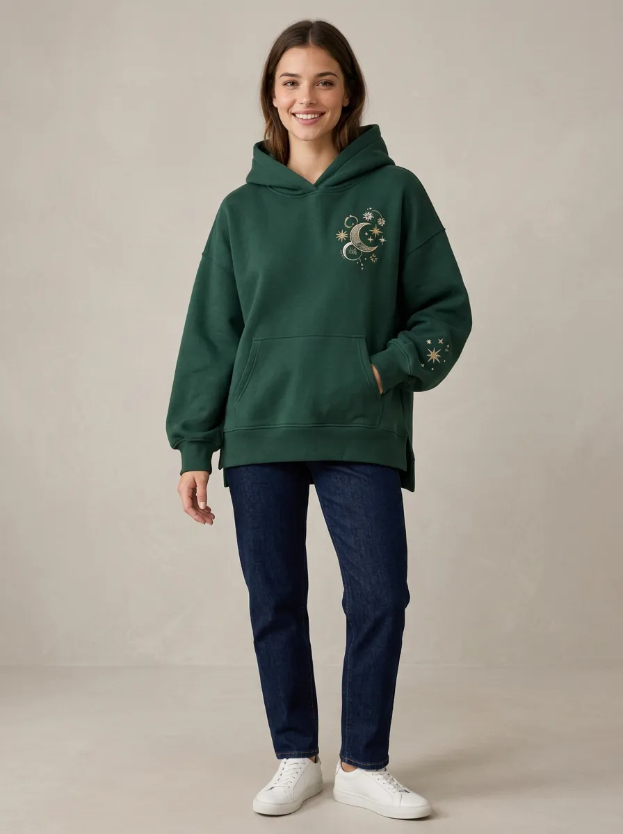 Women's Celestial Moon Star Graphic Versatile Layer Hoodie