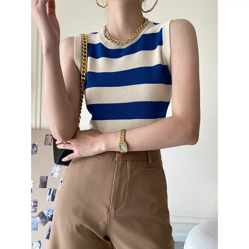 Versatile Wide Stripe Knit Vest