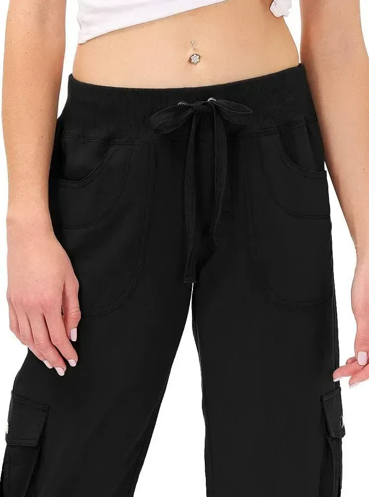 MoFiz Womens Capris with Pockets Loose Fit Casual Capri Pants Dressy Lightweight Ladies Baggy Cargo Pants for Hiking