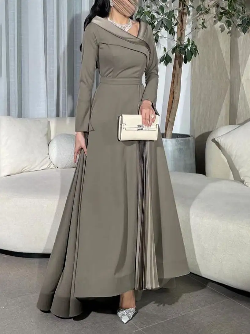 Pleated Wrap Neck Maxi Dress