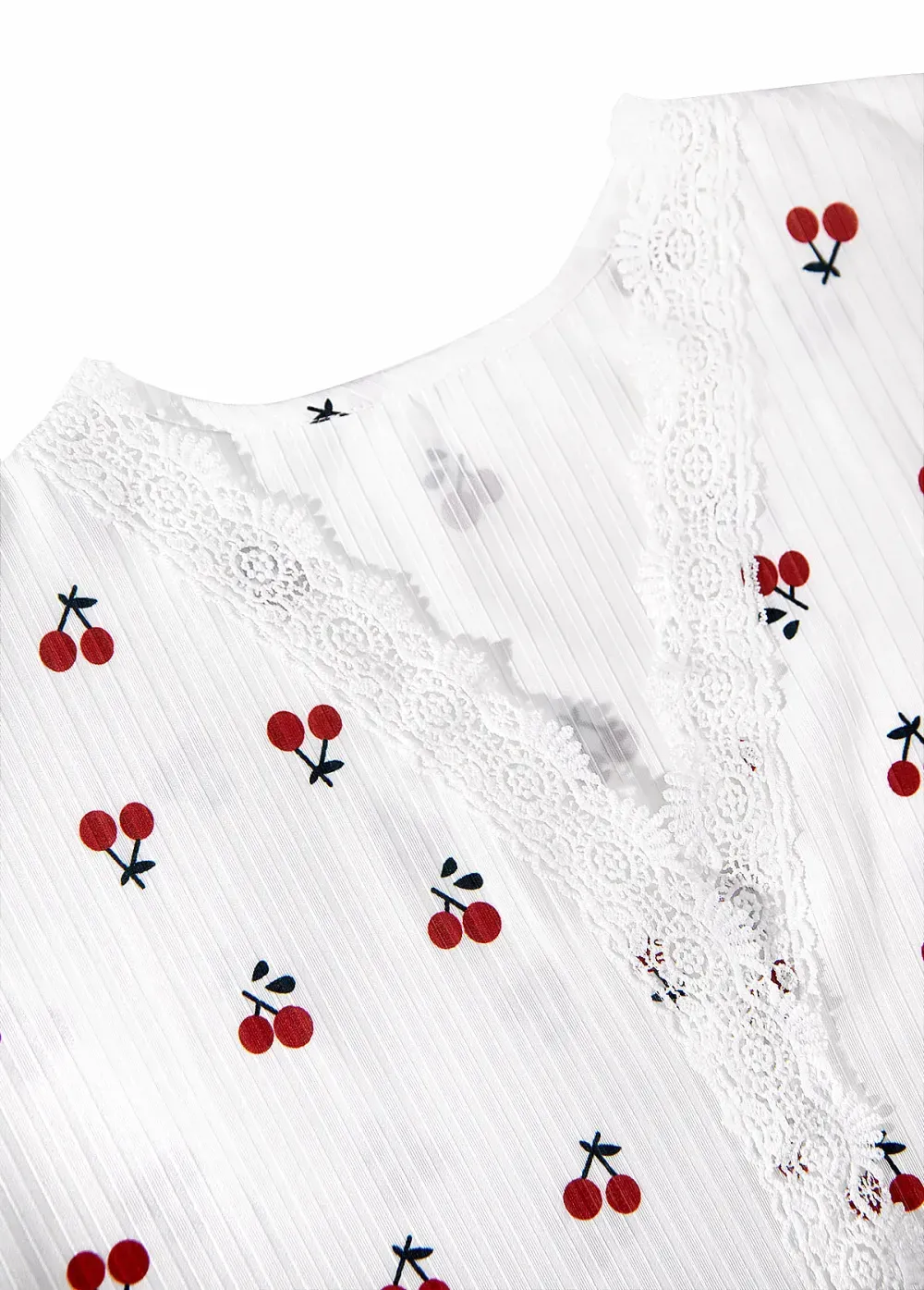 White Fruit Printing Short Sleeve Lounge Top and Pants