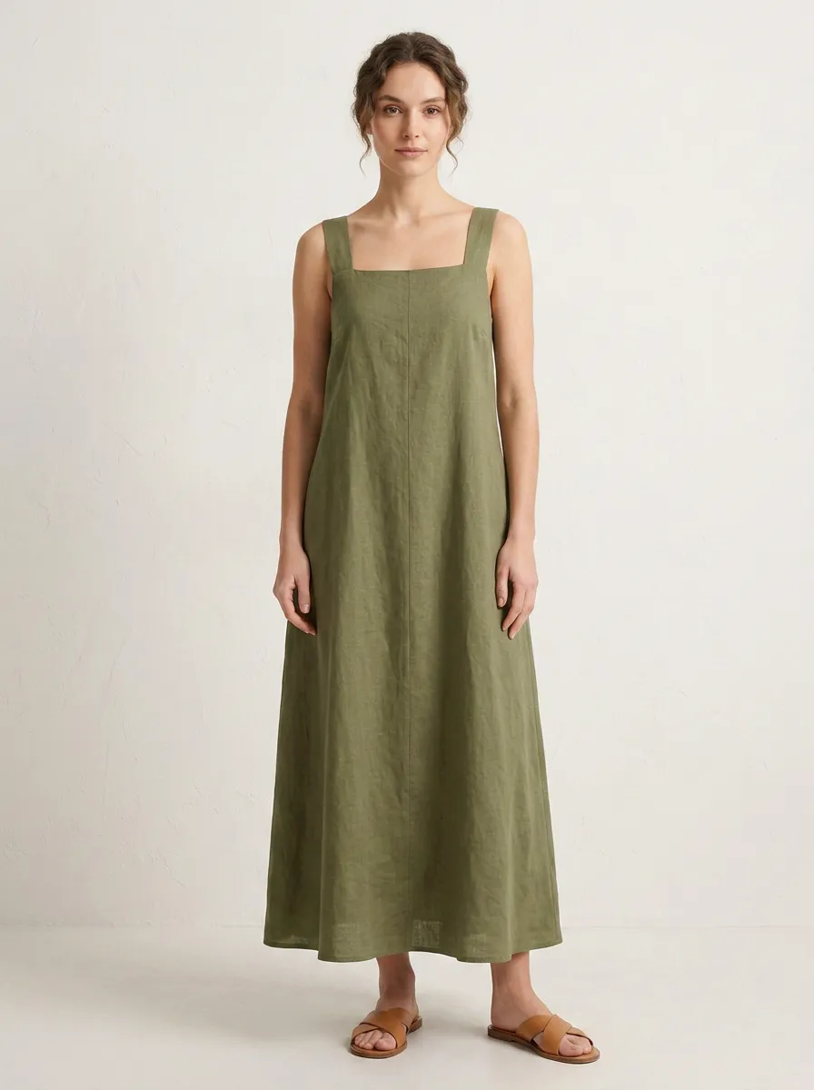 Women's Summer-Ready Casual Linen Maxi Backless Dress