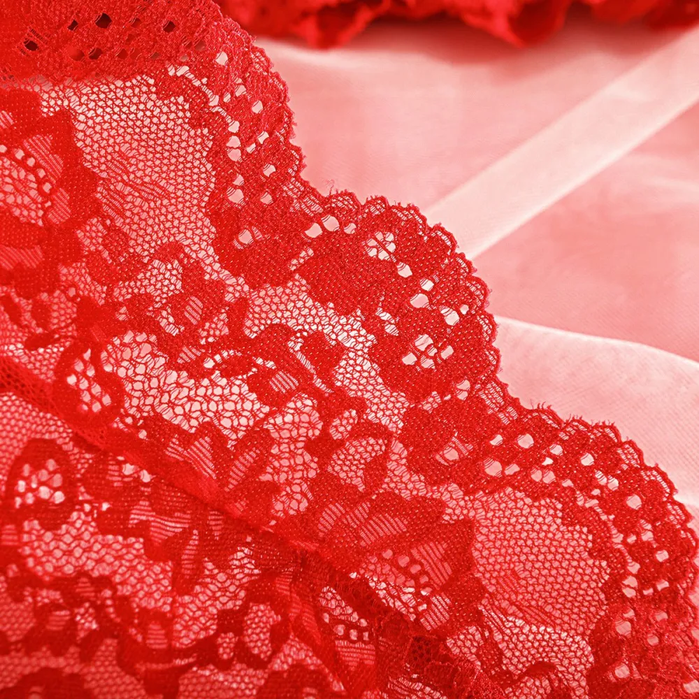 Sheer Lace Suspender Bra And Panty Set