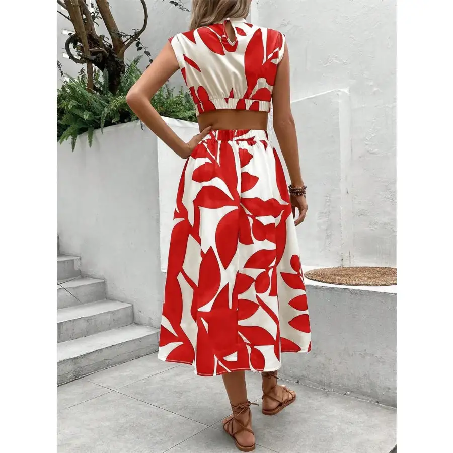 Cutout Cap Sleeve Midi Dress