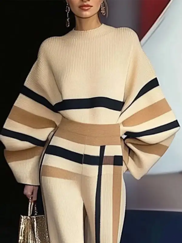 Women's Striped Round-Neck Relaxed Casual Dress