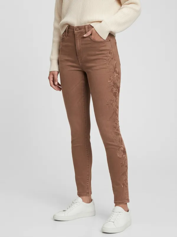 Women's Camden Floral Nature Embroidered Graphic Slim Jeans