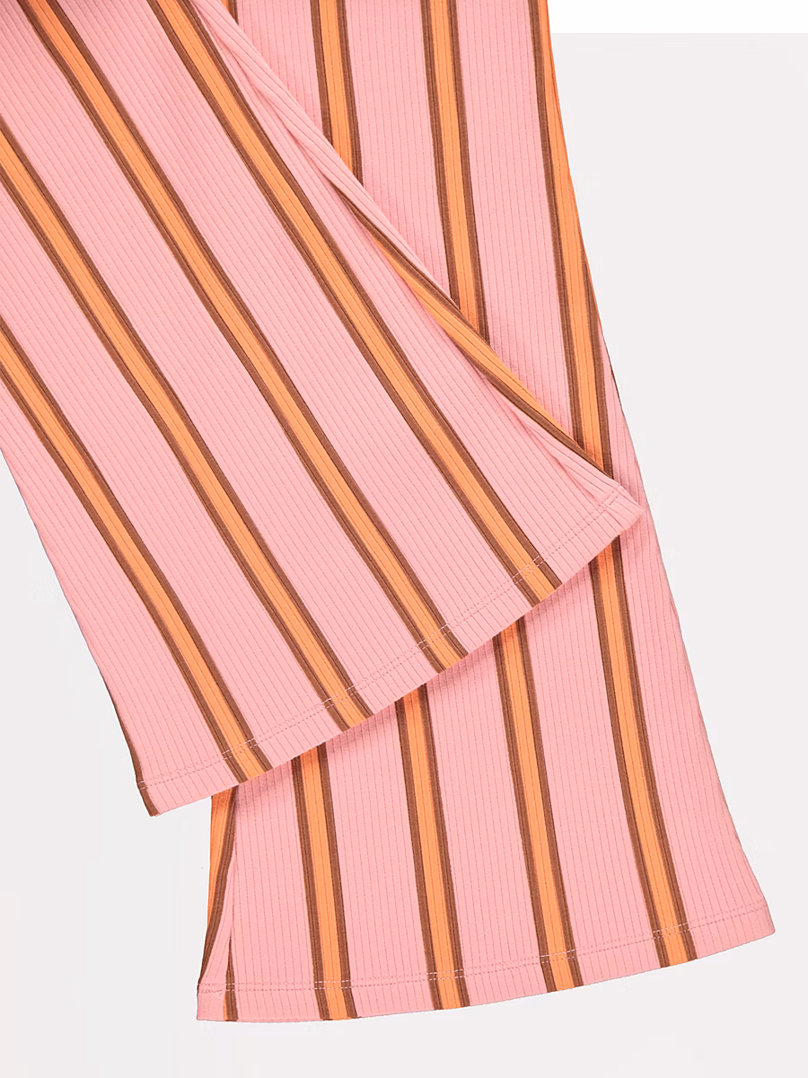 Pink Striped Flared Ribbed Leggings detail 1