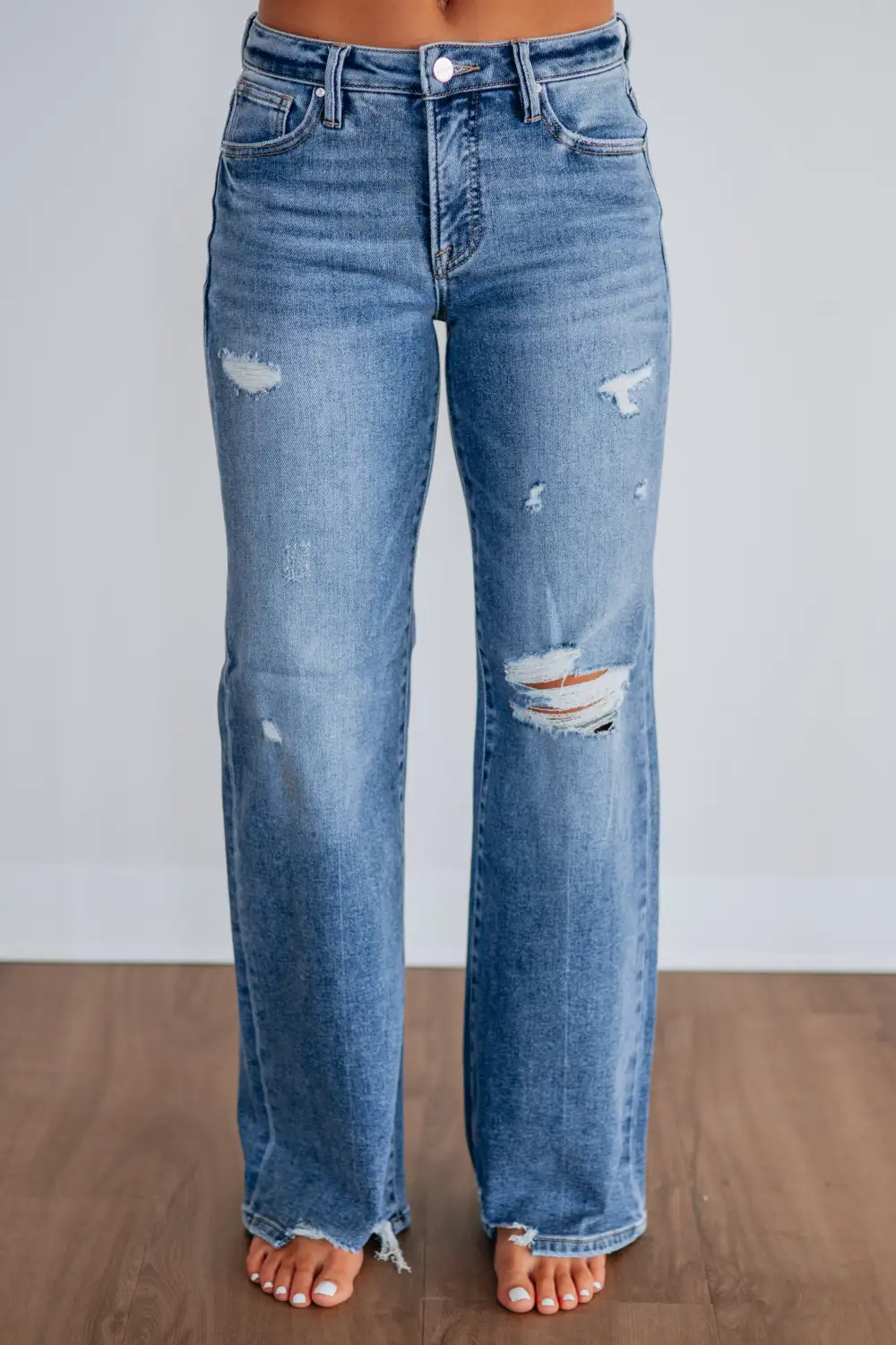 Women's Mid Rise Wide Leg Relaxed Fit Jeans