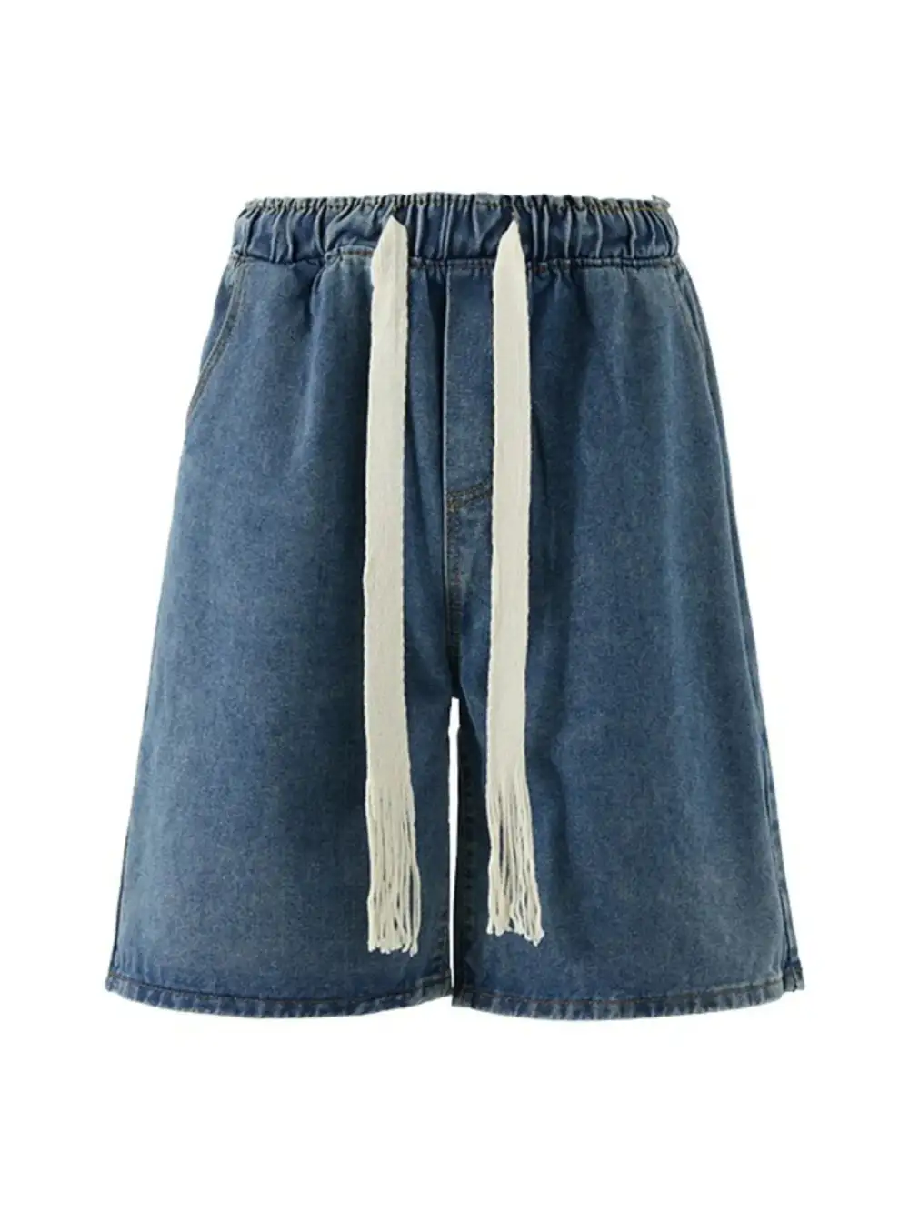 Drawstring Loose Fit Washed Denim Shorts